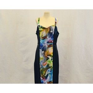 Rainbow Swirl Print‎ Spandex Dress Sz: XL